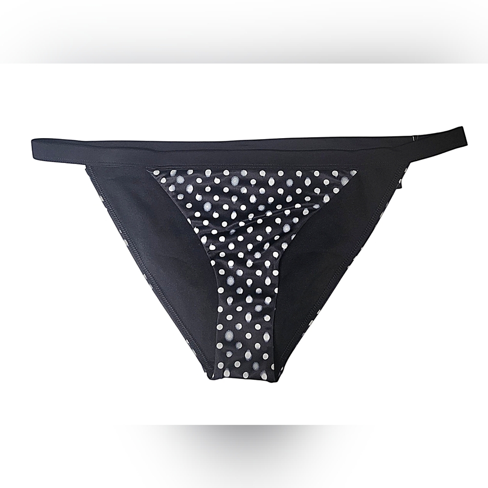 Nike Womens Black With White Polka Dots Swim Bikini Bottoms Size Large